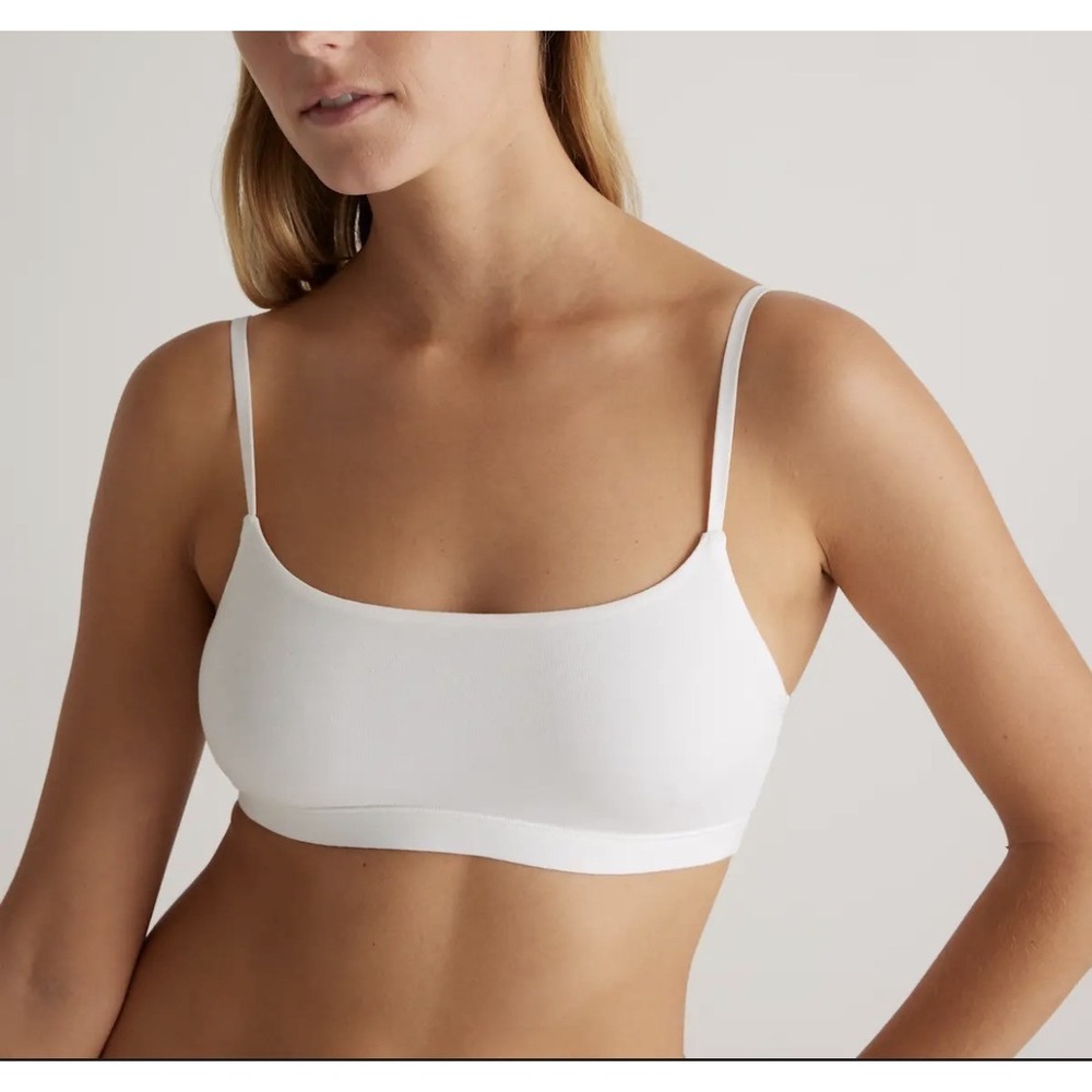 Quince Organic Cotton Scoop Bralette 2 Pack Soft White Lounge Womens Size S NWOT